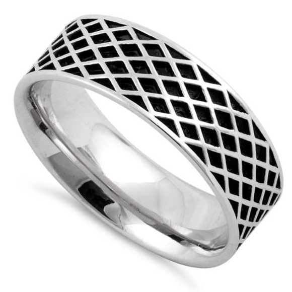 Other - Sterling Silver Diamond Line Pattern Wedding Ring Other - Sterling Silver Diamond Line Pattern Wedding Ring